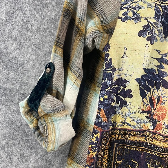 Soft Surroundings Button-Up XS Petite Tan Plaid Printed Tunic - Picture 3 of 8